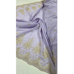 Layse Barrada dos 2 Lados Bicolor Fundo Lilás e Bordado Kaki   