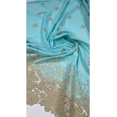 Layse Bordada Azul com Barrado em Renda Guipir Kaki 664