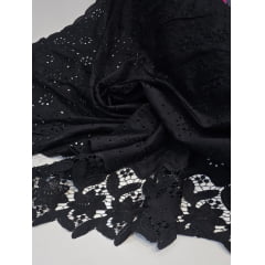 Layse Bordada Barrada em Guipir Preto Modelo I25  