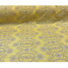 Layse Bordada Bicolor Fundo Amarelo com Bordado kaki Modelo I30