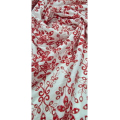 Layse Bordada Bicolor Fundo Branco Bordado Vermelho Modelo ST02