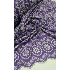 Layse Bordada Bicolor Fundo Roxo com Bordado Branco Modelo 17