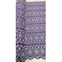 Layse Bordada Bicolor Fundo Roxo com Bordado Branco Modelo 17