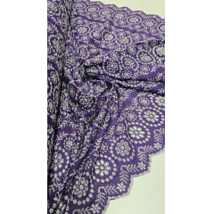 Layse Bordada Bicolor Fundo Roxo com Bordado Branco Modelo 17