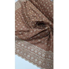 Layse Bordada Bicolor Surat Marrom com Kaki Layse Bordada Bicolor Surat Marrom com Kaki