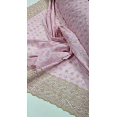 Layse Bordada Bicolor Surat Rosa Bebê com Kaki Layse Bordada Bicolor Surat Rosa Bebê com Kaki