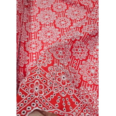 Layse Bordada Mandalas Vermelho e Branco