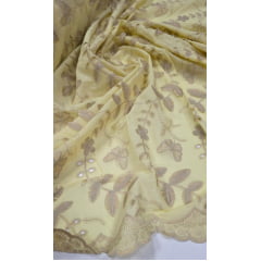 Layse Bordada Premium 3D Bicolor Amarelo com Kaki