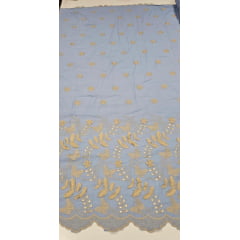 Layse Bordada Premium 3D Bicolor Azul Serenity com Kaki  