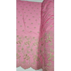 Layse Bordada Premium 3D Bicolor Rosa Chiclete com Kaki   