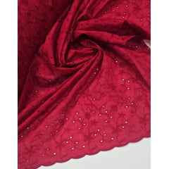Layse Bordada Vermelho Cereja  Modelo I92    