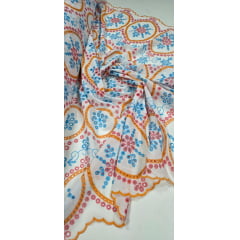 Layse Marroquina Multicolor Laranja com Azul Turquesa Layse Marroquina Multicolor Laranja com Azul Turquesa