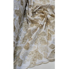 Layse Richelieu Bicolor AFrican Branco e Kaki