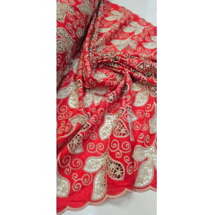 Layse Richelieu Bicolor African Vermelho e Kaki