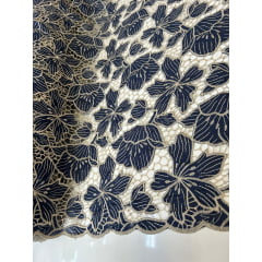 Layse Richelieu Bicolor Azul Marinho com Kaki    