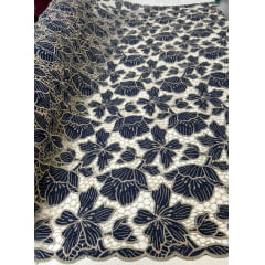 Layse Richelieu Bicolor Azul Marinho com Kaki    