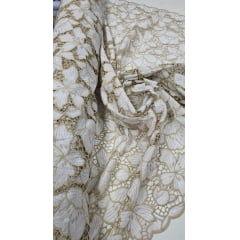 Layse Richelieu Bicolor Branco com Kaki 