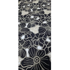Layse Richelieu Bicolor Preto e Kaki Flores I16 