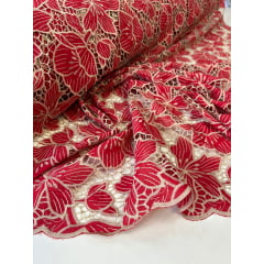 Layse Richelieu Bicolor Vermelho com Kaki  