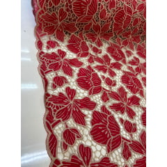 Layse Richelieu Bicolor Vermelho com Kaki  