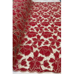 Layse Richelieu Bicolor Vermelho com Kaki  