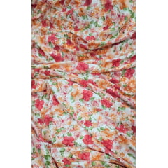 Malha Layse Estampada Floral Fundo Branco