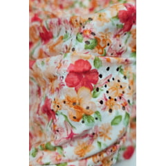 Malha Layse Estampada Floral Fundo Branco