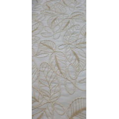 Cambraia de Algodão Bordado Cordonê Bicolor Folhagens Branco