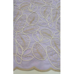 Cambraia de Algodão Bordado Cordonê Bicolor Folhagens Lilás