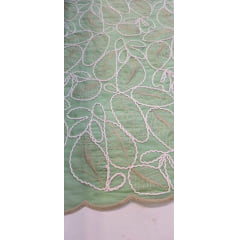 Cambraia de Algodão Bordado Cordonê Bicolor Folhagens Verde