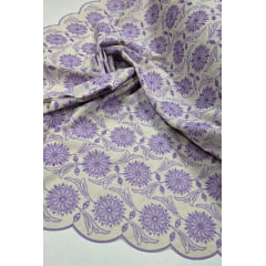 Layse em Linho Trovata Bordado Natural com Lavanda Mandala