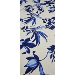 Linho Com Viscose Trovata Estampado Floral Azul