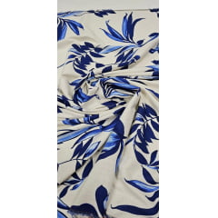 Linho Com Viscose Trovata Estampado Floral Azul