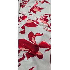 Linho Com Viscose Trovata Estampado Floral Vermelho