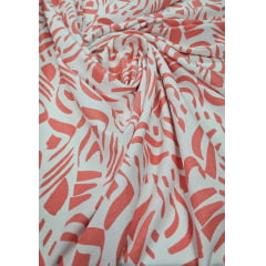 Linho Misto Estampado Abstrato Coral