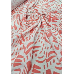 Linho Misto Estampado Abstrato Coral