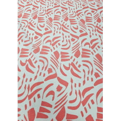 Linho Misto Estampado Abstrato Coral