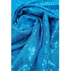 Lurex Bordado com Paetês Azul Turquesa