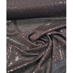 Lurex Bordado com Paetês Marrom