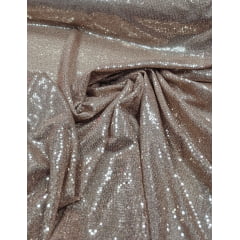 Lurex Bordado com Paetês Rosê Gold