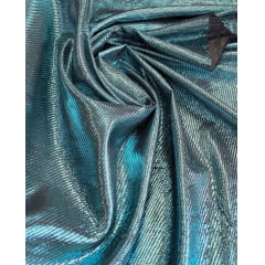 Lurex Brocado Laminado Sarjado Carnaval Azul Turquesa Claro