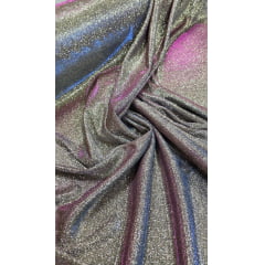 Malha Lurex Holográfica Dourado, Azul Royal e Pink Modelo 22064