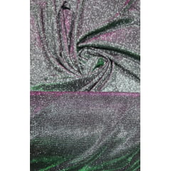 Malha Lurex Holográfica Preto, Pink e Verde Modelo 22064