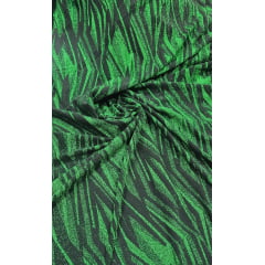 Malha Lurex Pesada Animal Print Zebra Verde e Preto