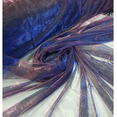 Tela Light Lurex Furtacor Rosê com Azul Royal