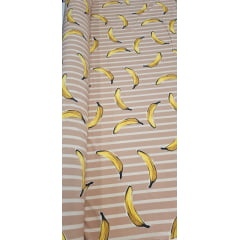 Microfibra Estampada com Elastano Nude com Bananas