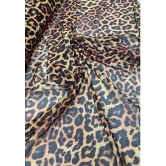 Mousseline Toque de Seda Digital Estampada Animal Print Onça 