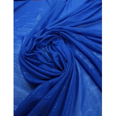 Mousseline Lisa com Foil Azul Royal