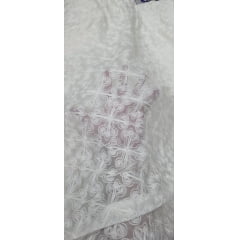 Mousseline Palha de Seda Bordada Litúrgica Off White