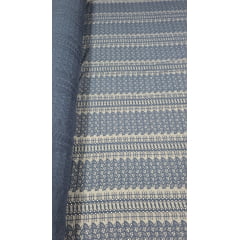 Mousseline Palha de Seda Bordada Mini Folhas Parma Azul Petróleo